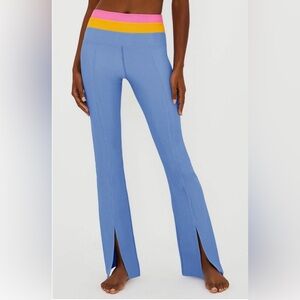 Beach Riot Almalfi Split Cuff Rib Flare Pants Blue Size S NWT